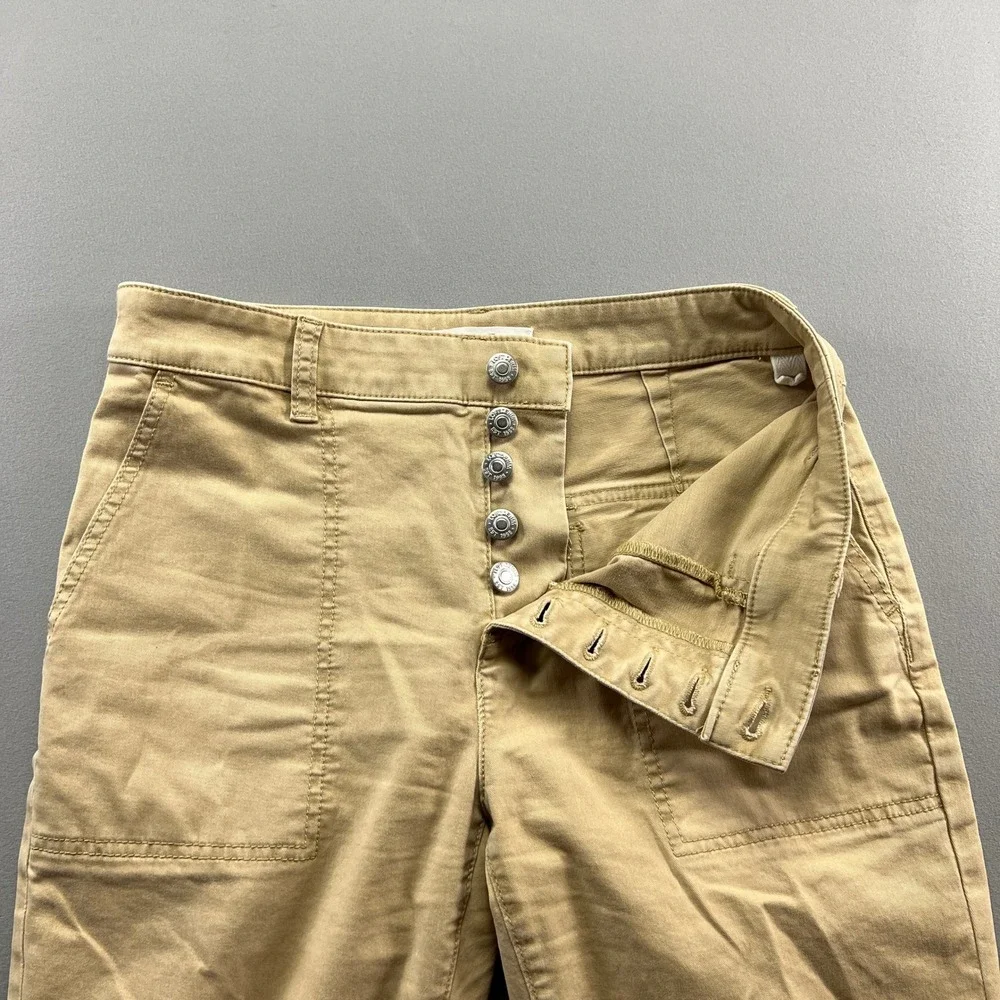 Loft Chino Pants Womens 4 Tan Cotton Stretch Resort Wear Straight Leg Frayed Hem